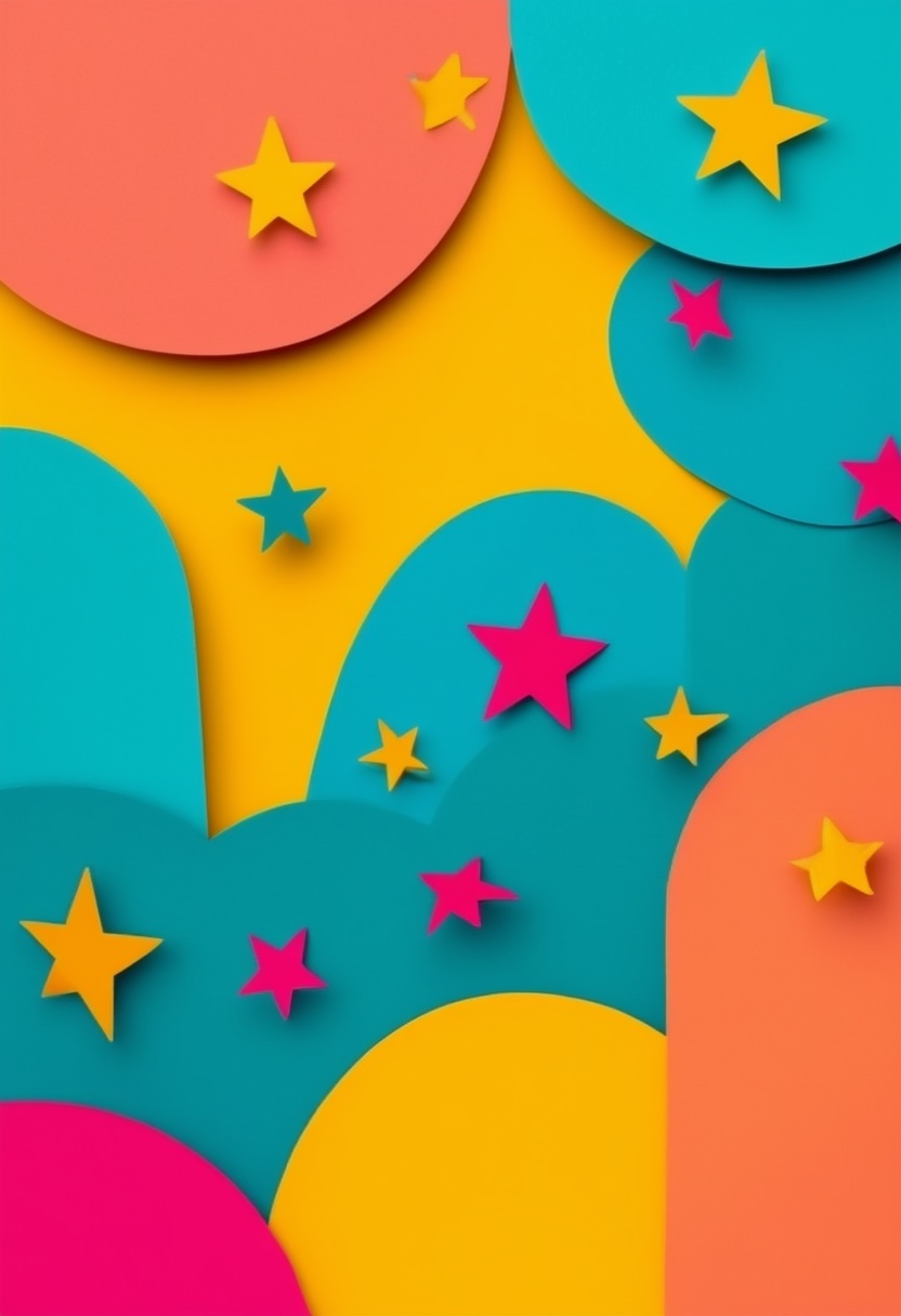 Vibrant Starscape Collage — Congratulations cut-paper-style greeting card