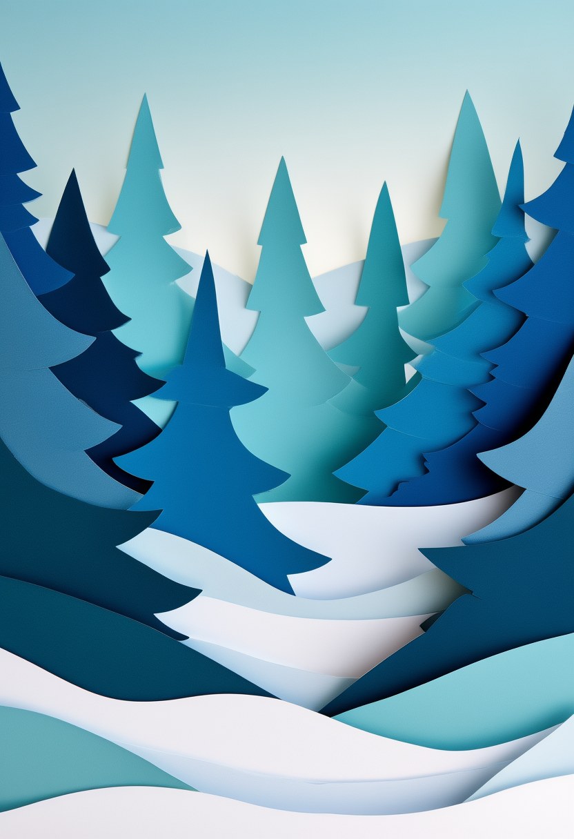 Winter Forest Silhouette — Winter cut-paper-style greeting card