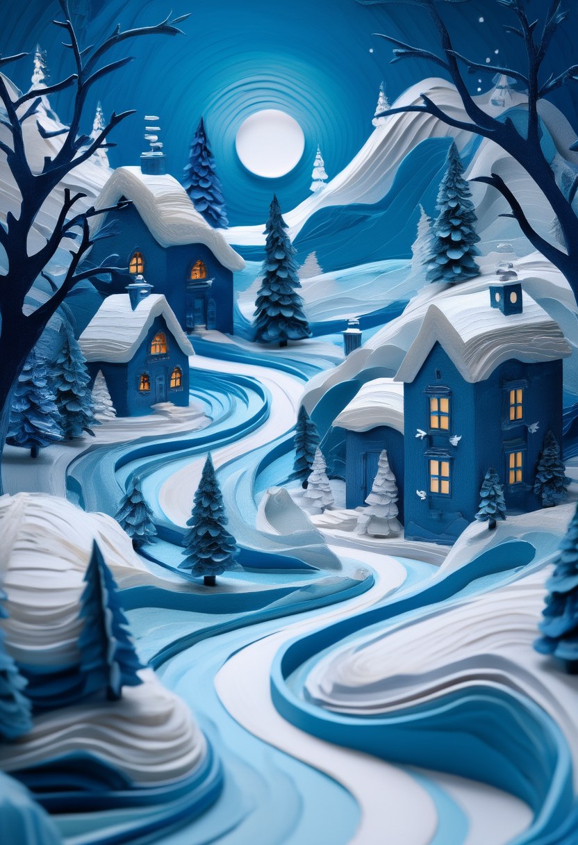 Winter Village Silhouette — Winter