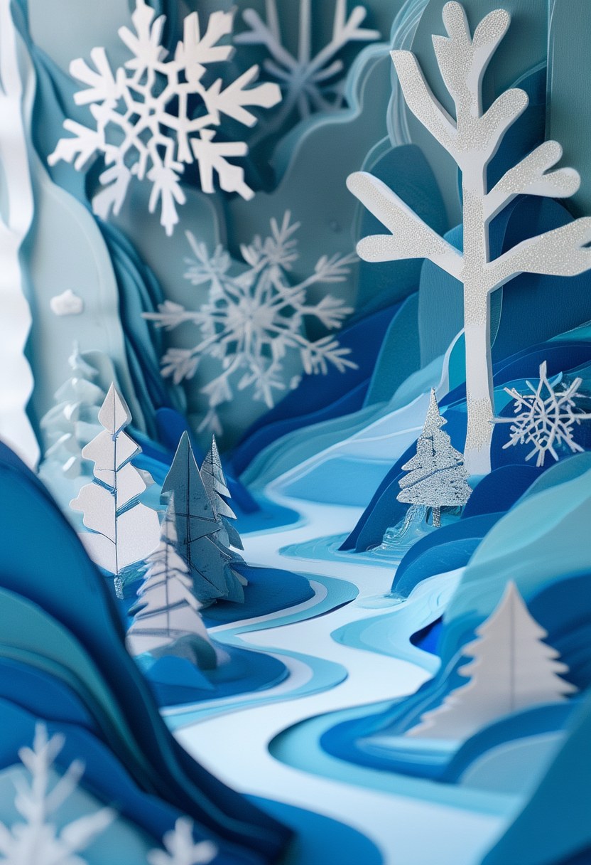 Winter Wonderland Diorama — Winter cut-paper-style greeting card