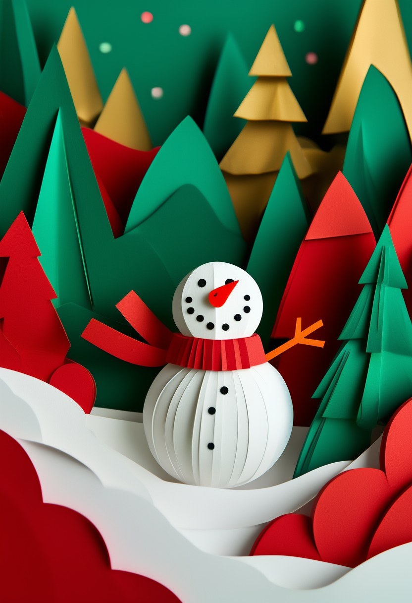 Winter Wonderland Silhouette — Christmas cut-paper-style greeting card