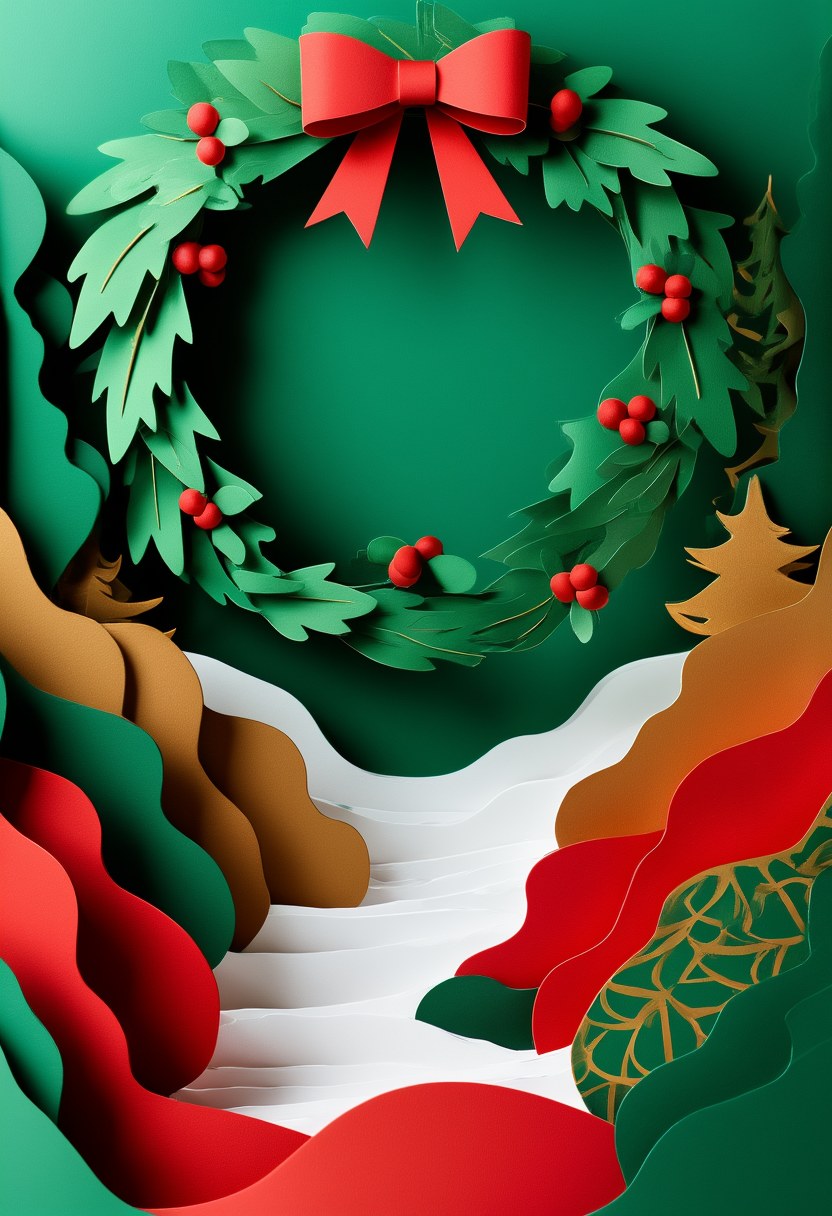 Winter Woodland Reverie — Christmas cut-paper-style greeting card