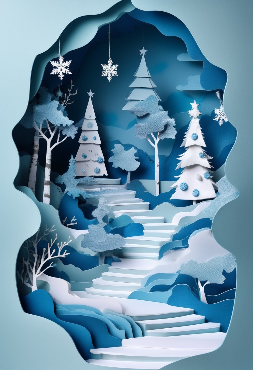 Winter Woodland Reverie — Winter cut-paper-style greeting card