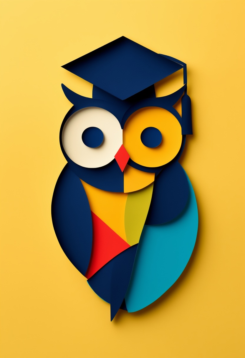 Wise Owl Graduation Cap — Graduation cut-paper-style greeting card